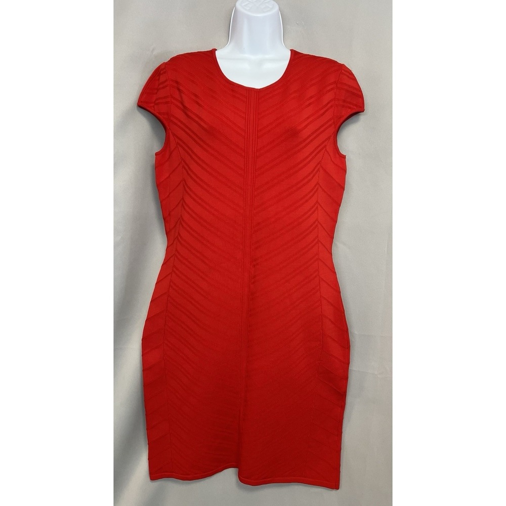VTG Cache Women's  cap‎ sleeve bodycon Stretch Dress  Red Sz Xl